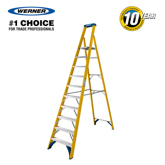 Werner Fibreglass Platform Stepladder 10 Tread