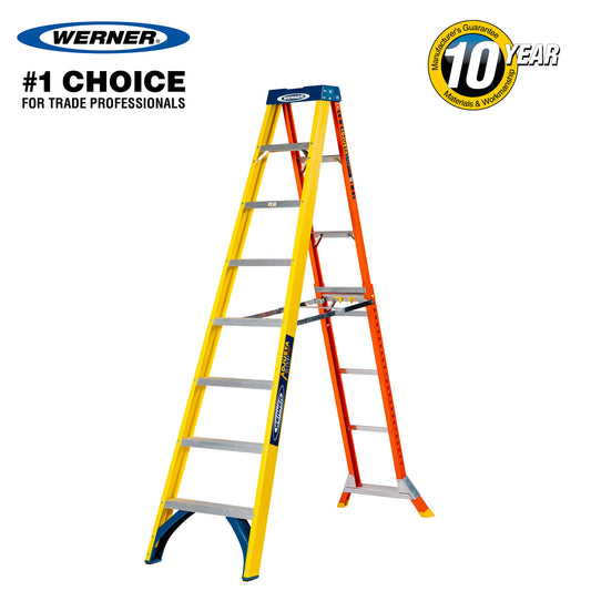 Werner AdjustaStep PRO® Fibreglass Stepladder 8 Tread