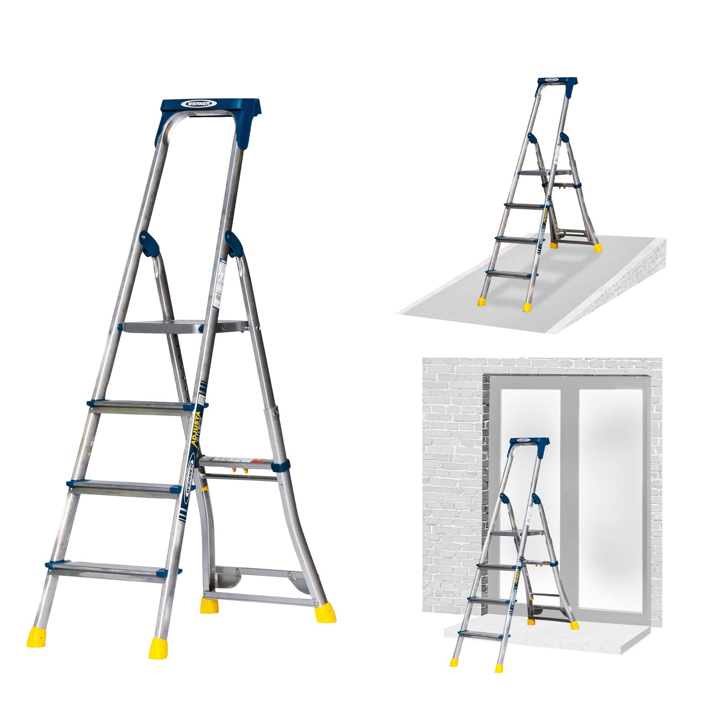 Werner AdjustaStep PRO® Aluminium Stepladder 4 Tread