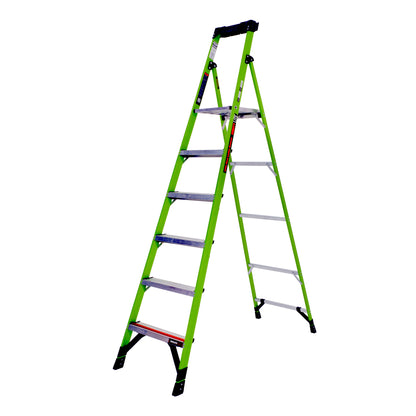 Little Giant Mighty Lite Fibreglass Platform Stepladder With Ground Cue - 6 Tread