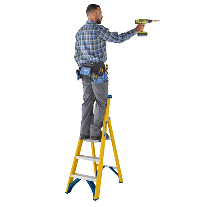Werner Fibreglass Platform Stepladder 3 Tread