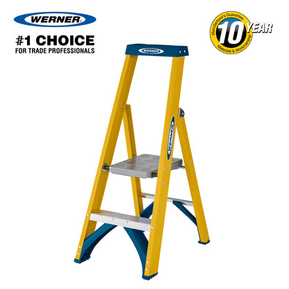 Werner Fibreglass Platform Stepladder 2 Tread