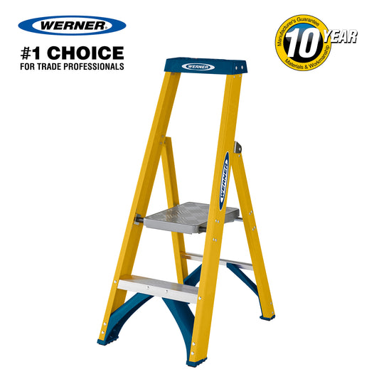 Werner Fibreglass Platform Stepladder 2 Tread