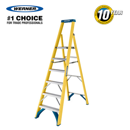 Werner Fibreglass Platform Stepladder 6 Tread