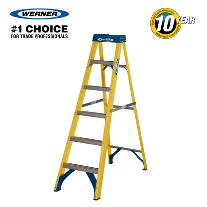 Werner Fibreglass Stepladder 6 Tread