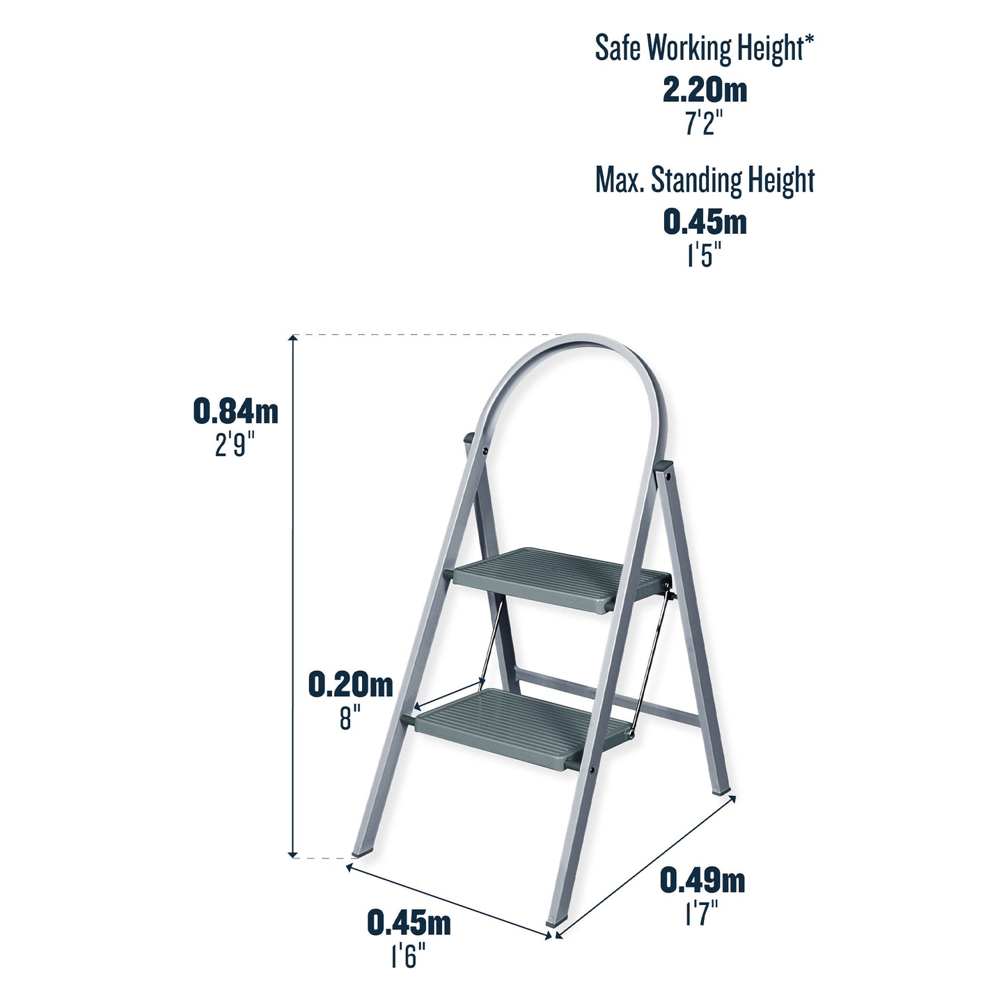 Werner Grey Stepstool - 2 Step Stool
