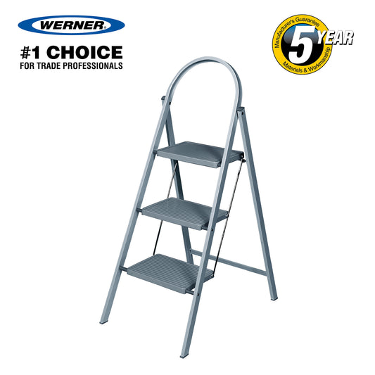 Werner Grey Stepstool - 3 Step Stool