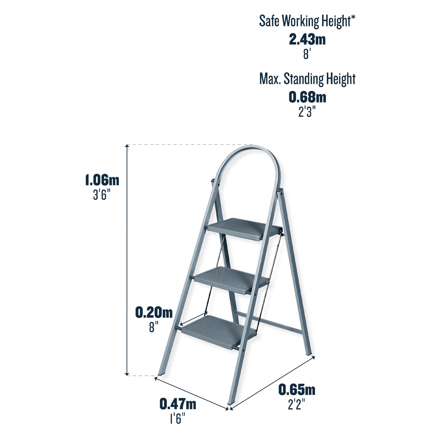 Werner Grey Stepstool - 3 Step Stool
