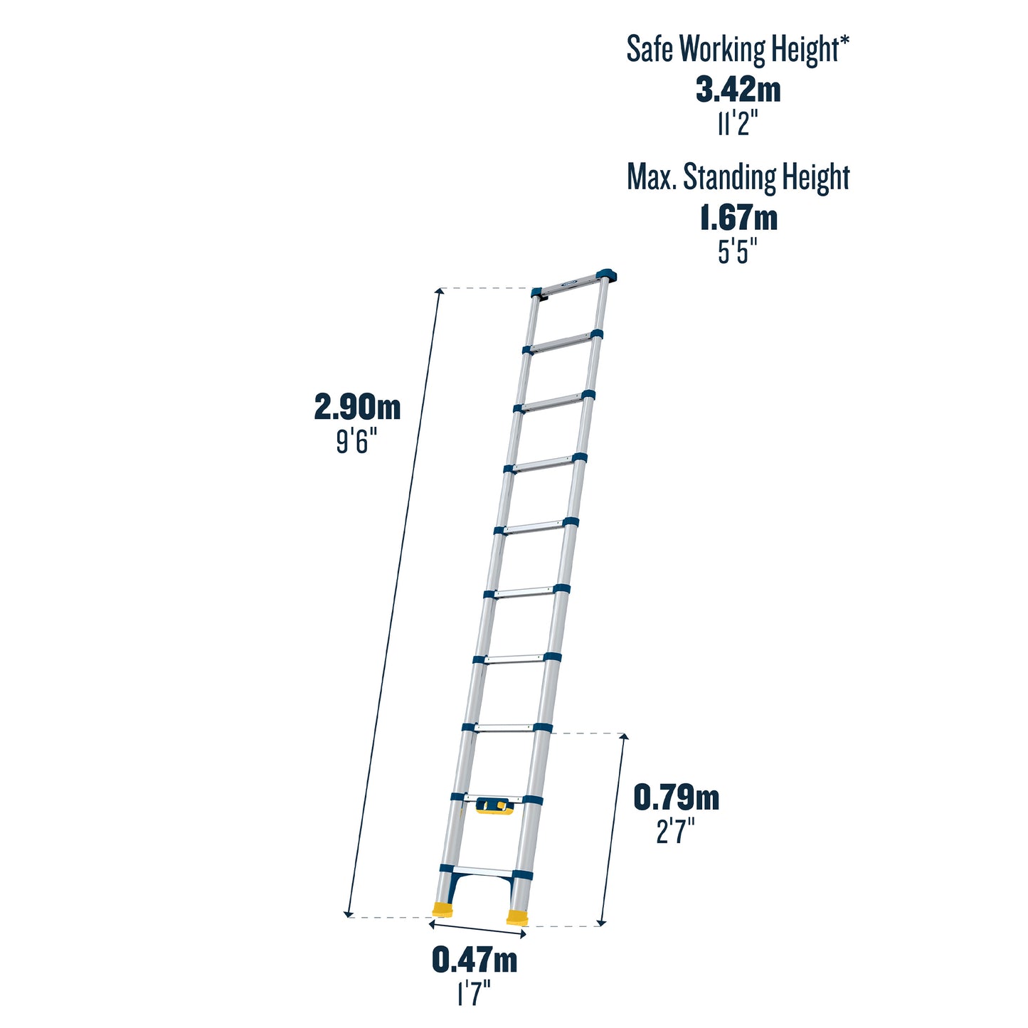 Werner Soft Close Telescopic Extension Ladder - 2.9m