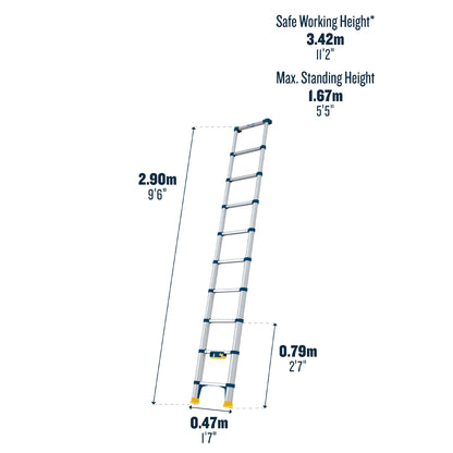 Werner Soft Close Telescopic Extension Ladder - 2.9m
